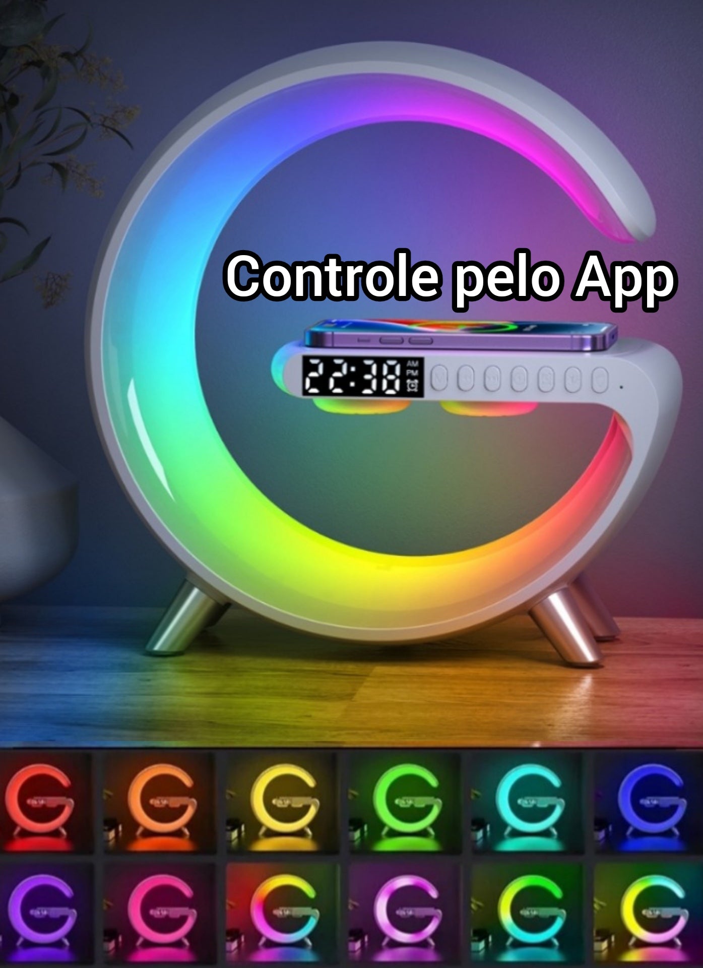 Luminária com carregamento por indução 15W multifuncional