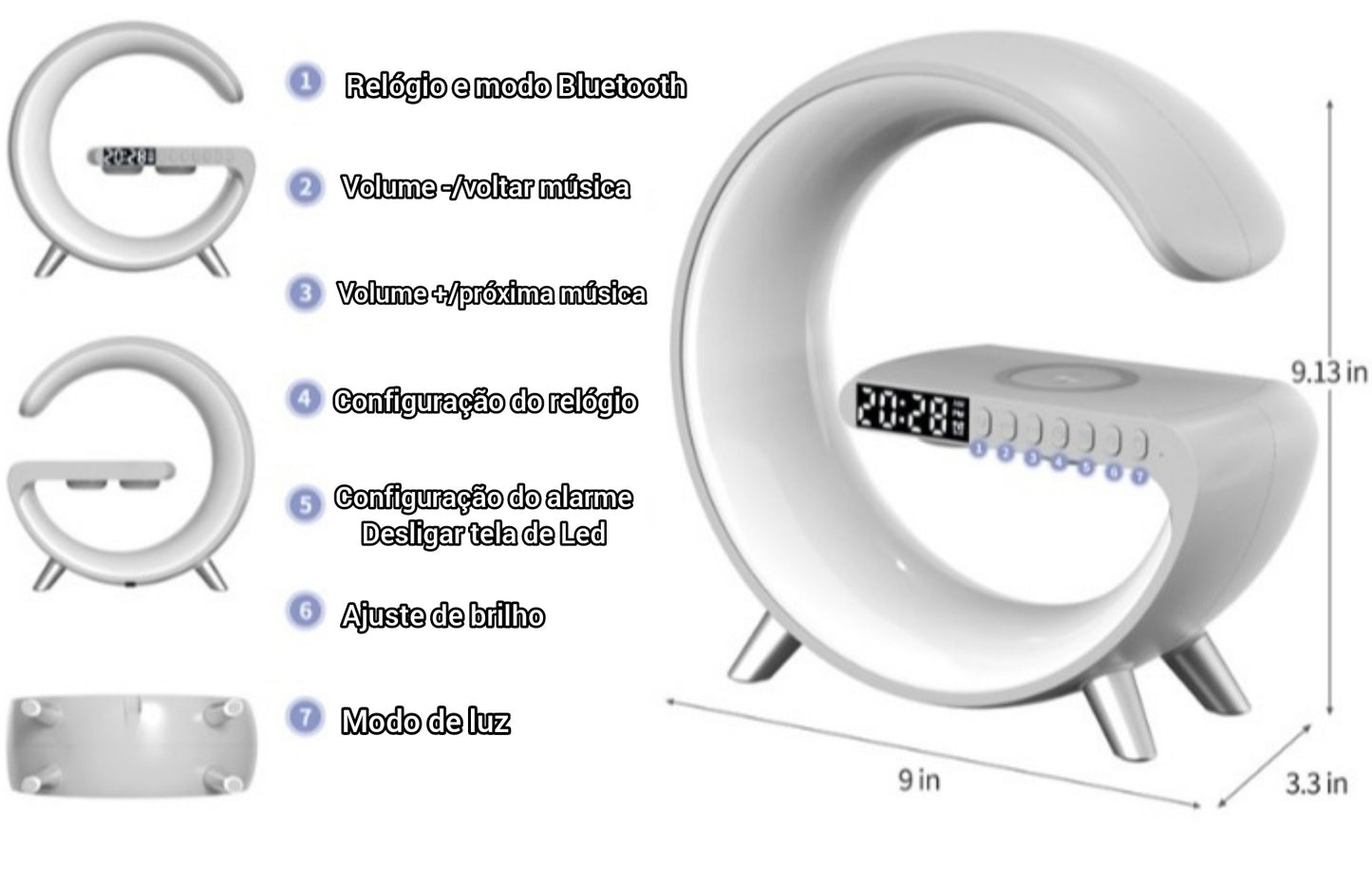 Luminária com carregamento por indução 15W multifuncional
