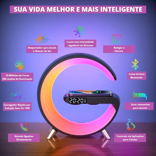 Luminária com carregamento por indução 15W multifuncional